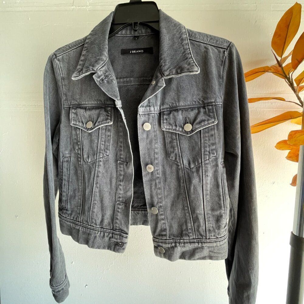J BRAND Harlow Button-Front Shrunken Denim  Jacket in Size S